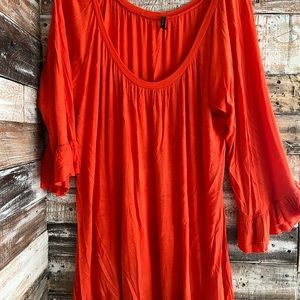Perfect for Fall!! 2XL Orange Top with Ruffle Sleeve